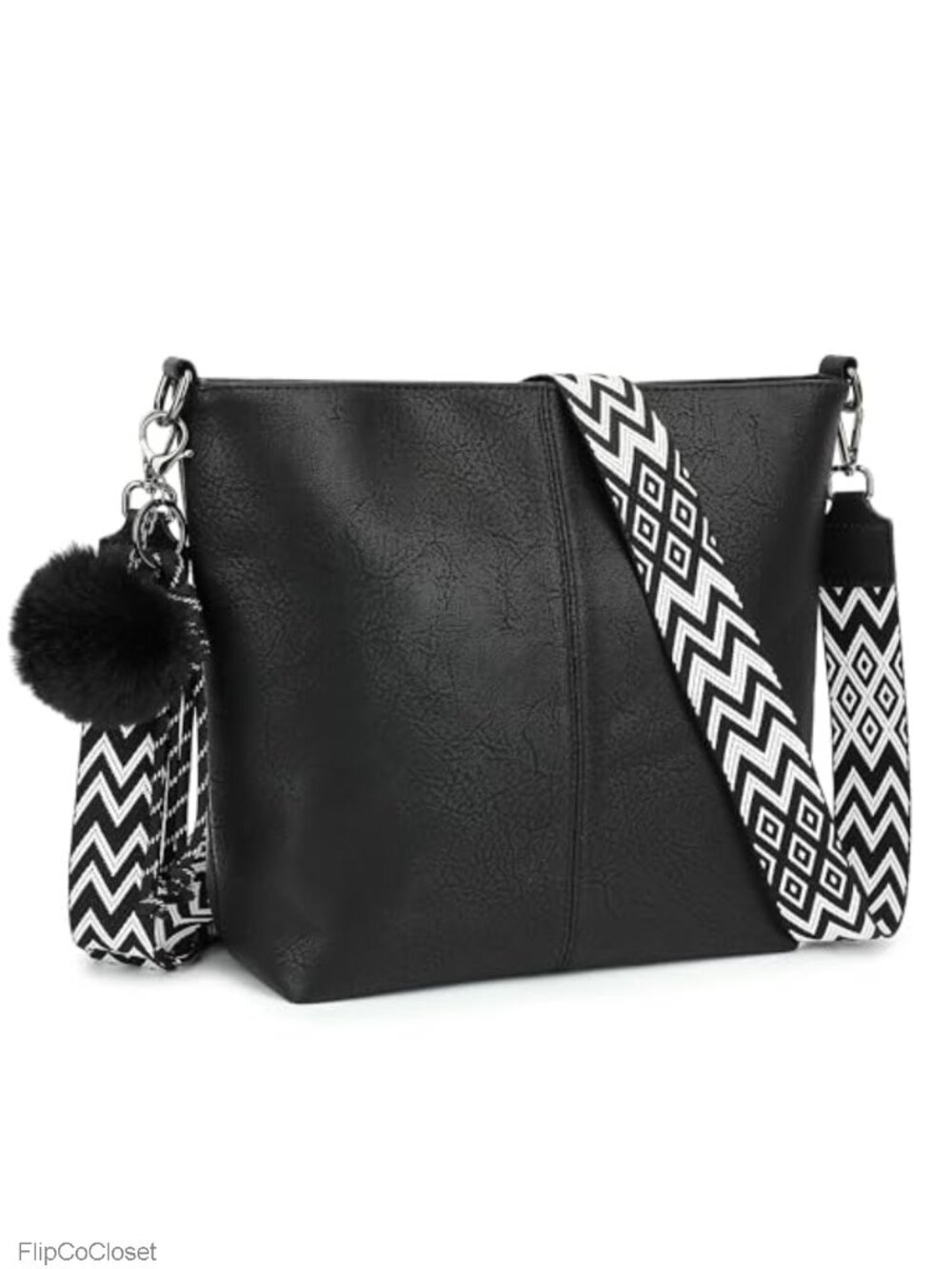 Women's Vegan Leather Crossbody Hobo Handbag with Adjustable Strap